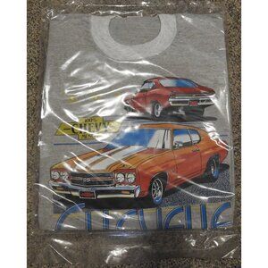 Vintage NOS 1987 Air Waves T-Shirt Men's Large Gray 100% Chevy Muscle Chevelle